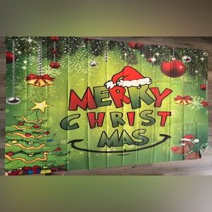 Merry Christmas / red hat, 4 x 6, green, red and black